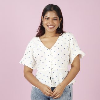 Love heart Peplum Top - Blue